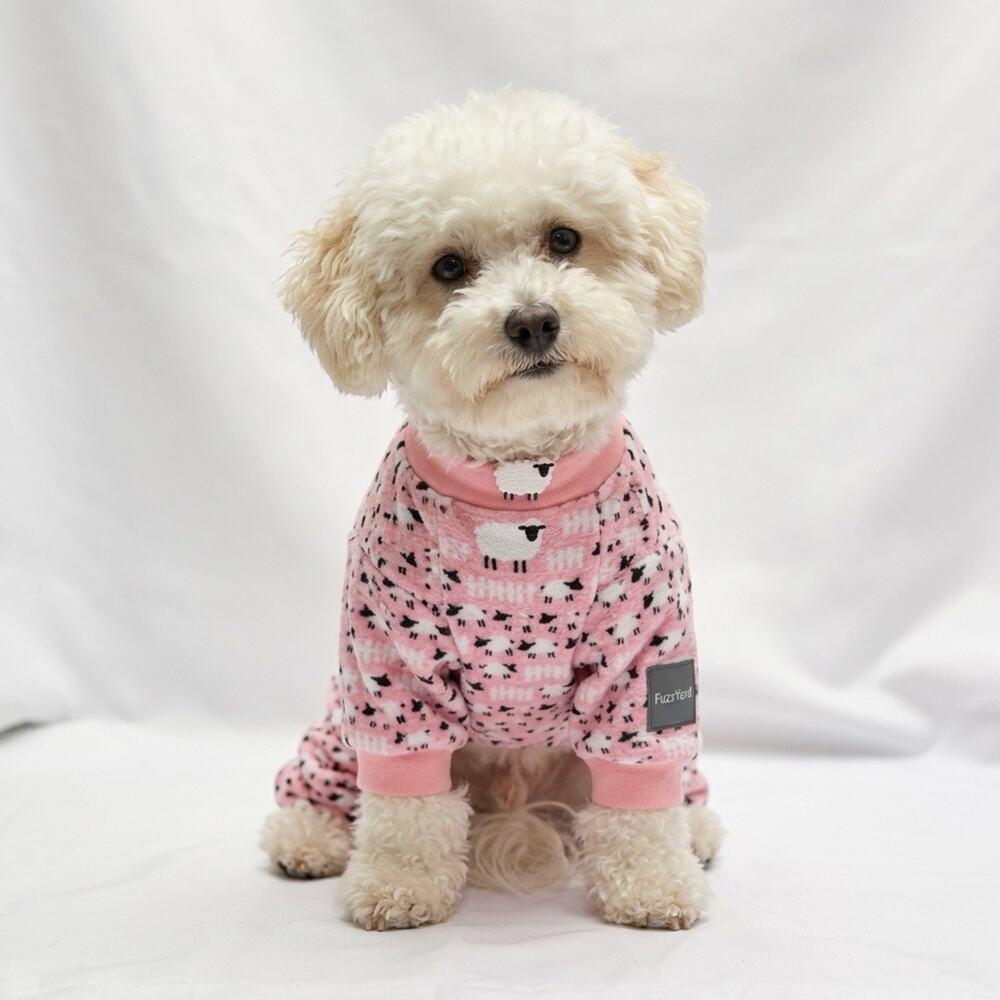 FuzzYard Dog Pajamas Size 4 Counting Sheep Pink Fleece Pet Sleeper NWT